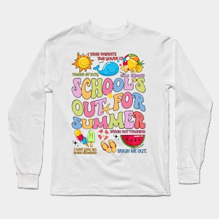 Last Day Of School Groovy School's Out For Summer Teacher Kid Long Sleeve T-Shirt